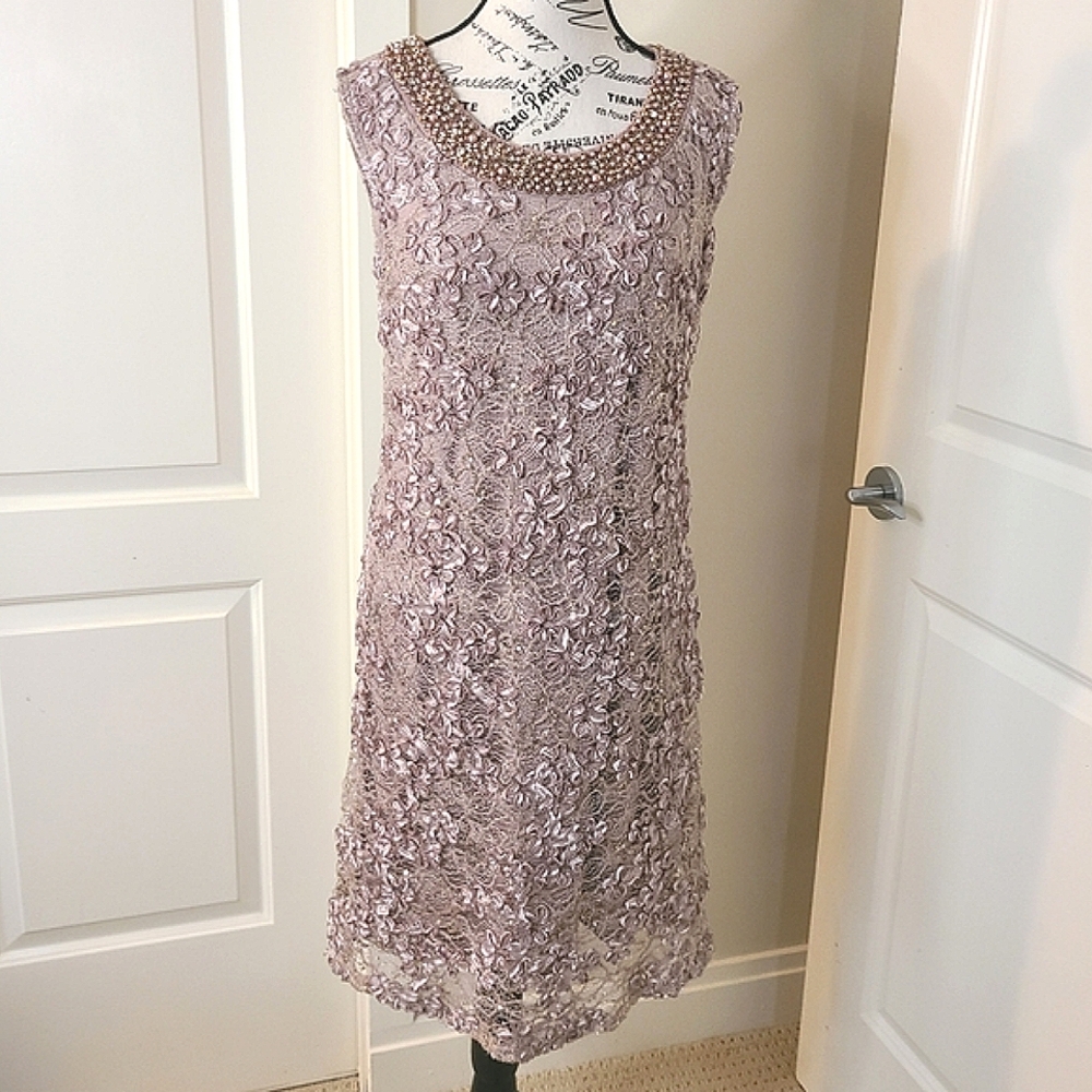 R&M Richards Lavender Lace Midi Dress